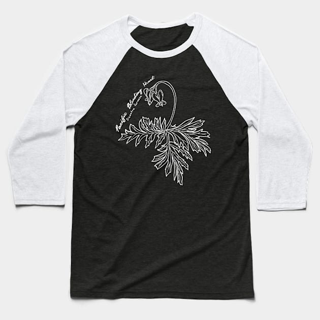 Pacific Bleeding Heart line art Baseball T-Shirt by FernheartDesign